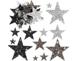 24 stuks opstrijkbare sterpatches - Strass kleverige ster applicaties voor kleding, rugzak, hoed - Jeans reparatie en decoratie - Set van 2/4/6/8