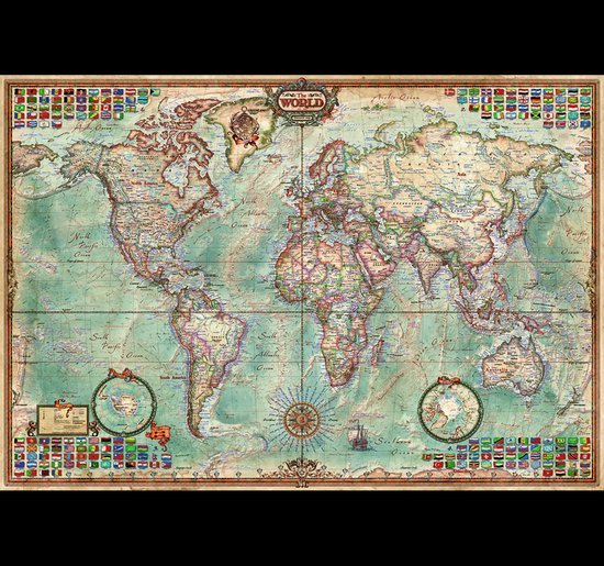 Puzzle Educa Miniature - Carte du monde - 1000 pièces