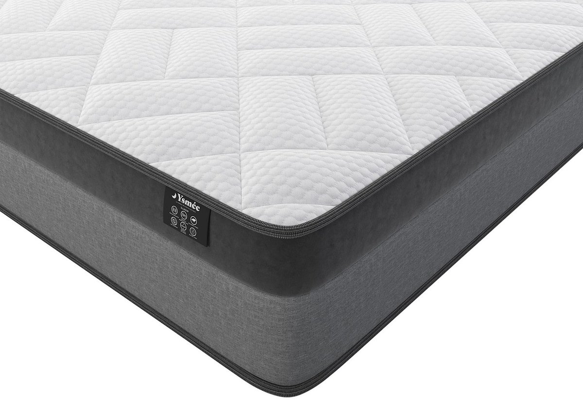 Vente-unique Set 140 x 190 cm bedbodem met opbergruimte lichte houtlook + matras met pocketveren en traagschuim dikte 24 cm - ILLUSION van YSMÉE