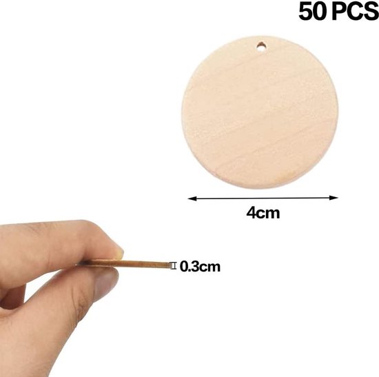 VIDETOL 100 stuks onafgewerkte houten schijven - rond - dikte van 2,5 mm - 8 cm - voor knutselwerk, decoratie, knutselen en doe-het-zelfprojecten