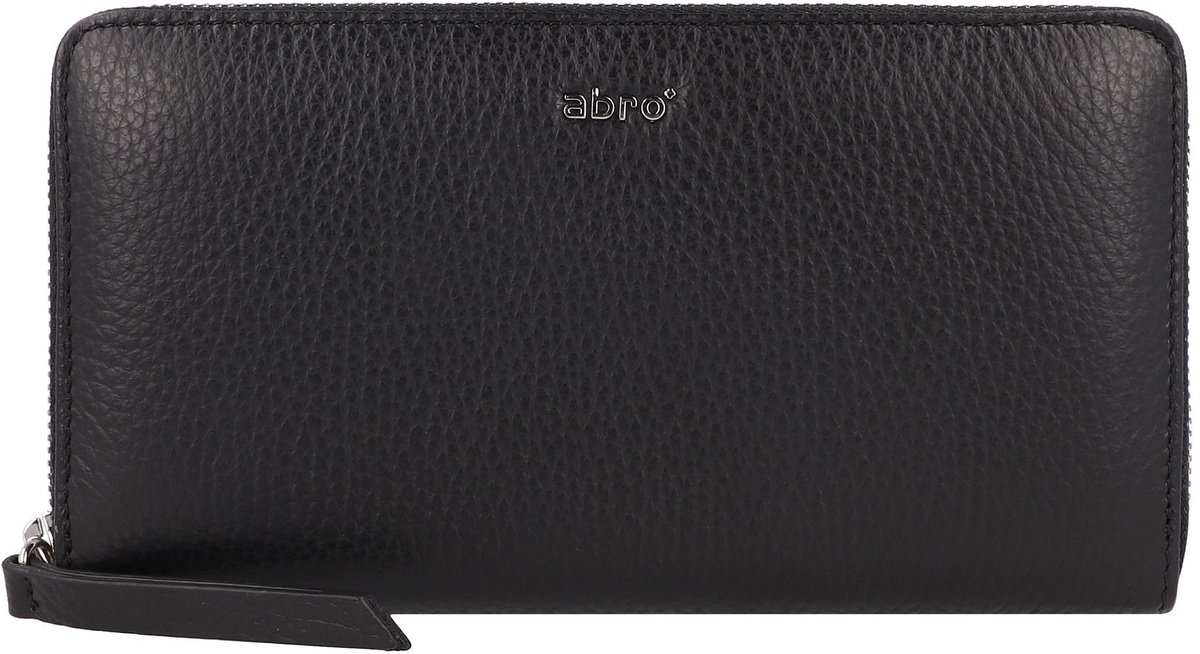 abro Leren Portemonnee Leather Adria Zip Wallet Black / Nickel Zwart
