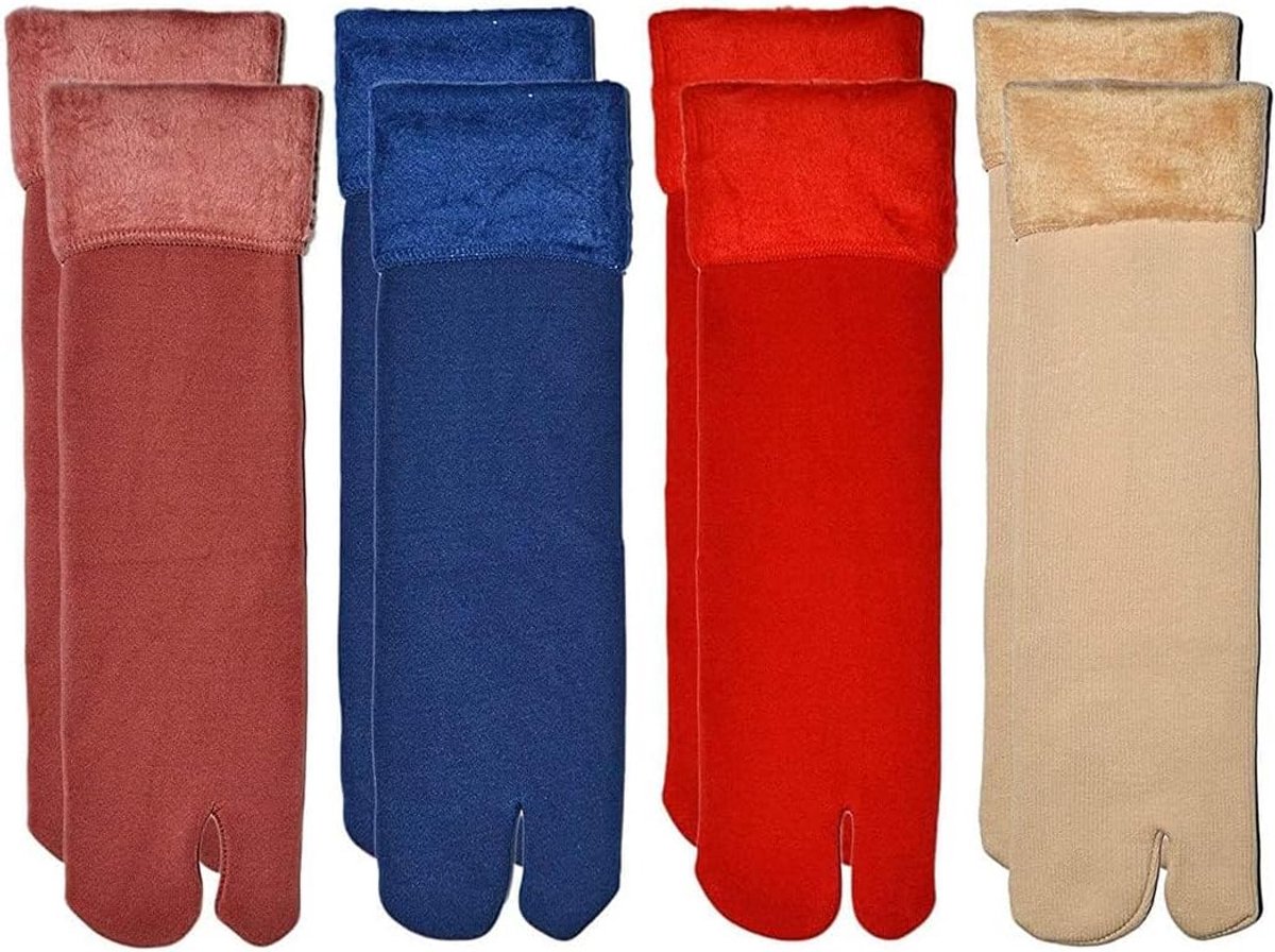 Fluwelen thermische enkelsokken met fleece voering - warme winter sneeuwsokken - pack van 4