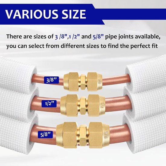 Sxutop Set van 4 dubbele nippels voor koperen buizen 1/4 inch
