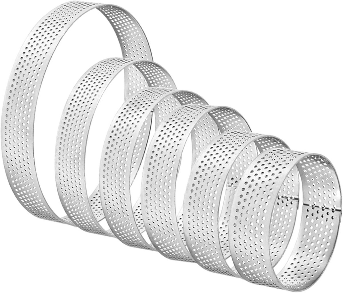 Set van 6 Taartringen Roestvrij Staal - 6-12cm - Voor Crumpets, Muffins en Desserts