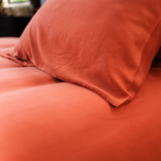 Kayori Nikaya Dekbedovertrek Tencel - 260x200-220 + 2 slopen - Lits-jumeaux - Washed Finish & Verkoelend - Oranje