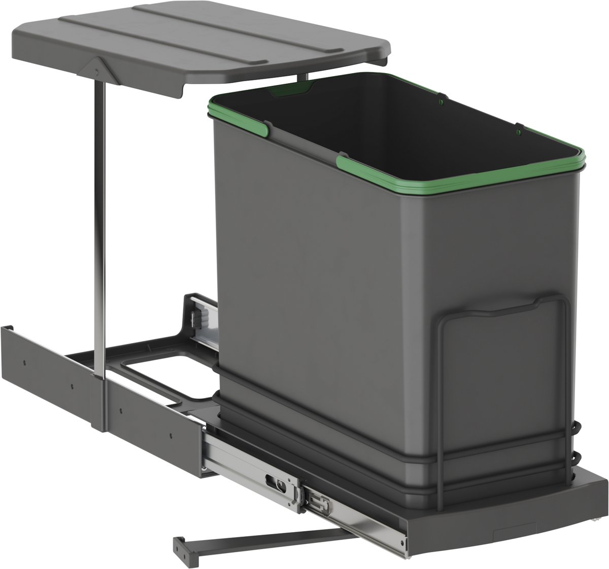 Emuca Recycle keukenrecyclingbakken, 24 L, bodembevestiging en handmatig/automatisch uittrekbaar, An