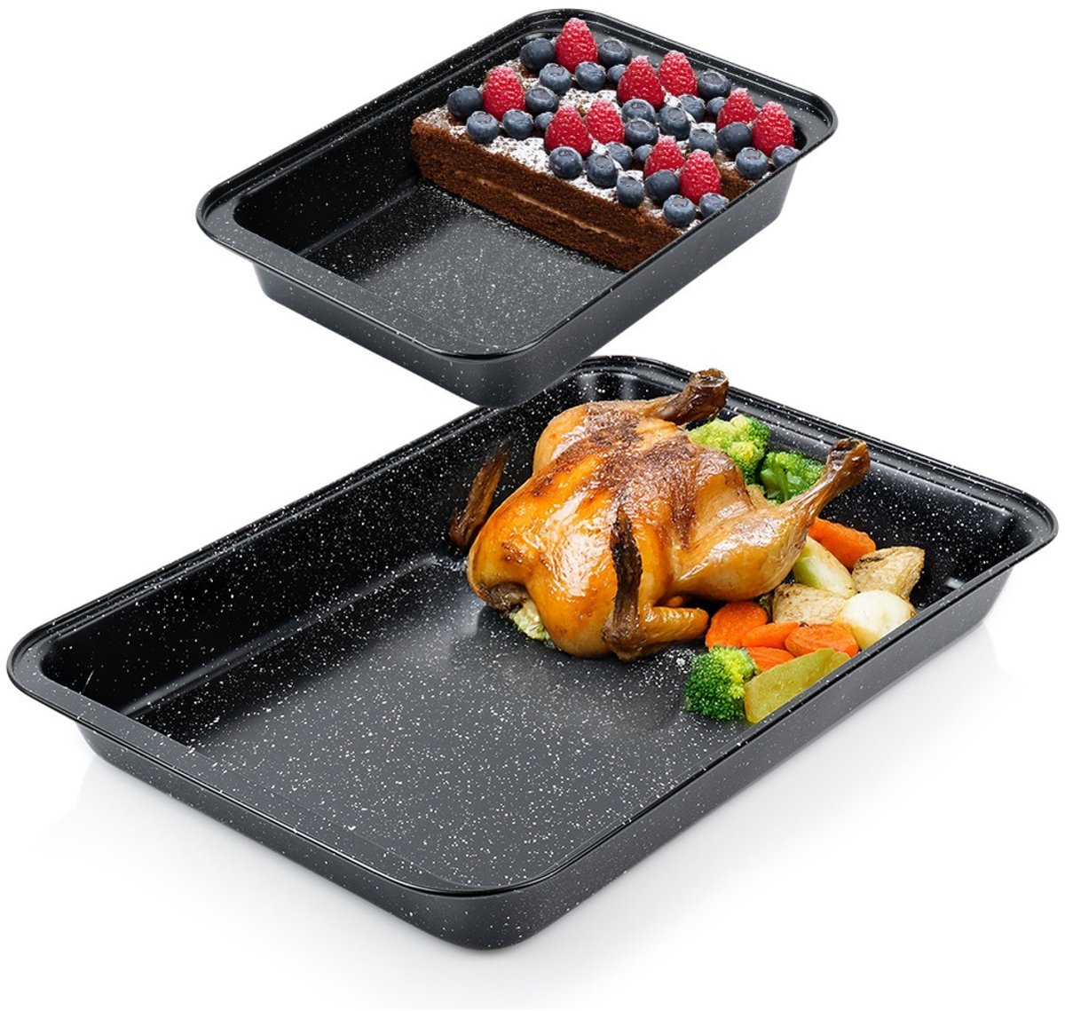 Braadslede Graniet 28x19 / 47,5x32 cm 2 stuks - Ovenschaal - Braadpan