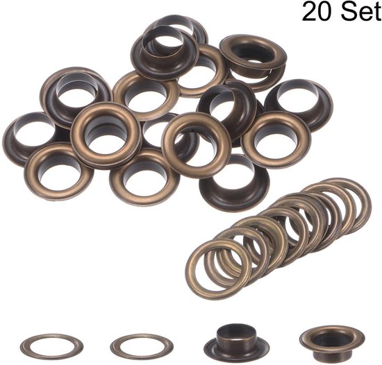 Estink Doorvoer Kit 100 Stuks, Metalen Oogjes met Setting Tool, 6mm Binnen Diameter, met Opbergdoos voor Schoen, Kleding, Lederen Ambachten, DIY