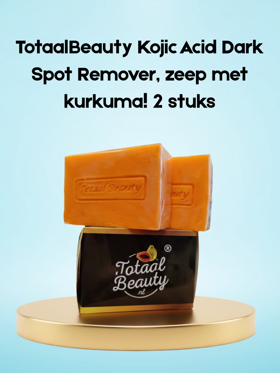 TotaalBeauty Kojic Acid Dark Spot Remover Soap met Kurkuma – 2 Stuks – Verhelderende & Zuiverende Zeep – Helpt Donkere Vlekken te verminderen, Egaliseert de Huidtint & Verzorgt de Huid – Voor een Gladde, Stralende & Gezonde Huid