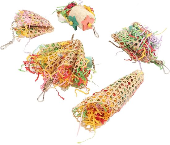 Allecta - Kleurrijke Papegaai Versnipperen Speelgoed voor Kauwen en Valkparkiet – Conure – Afrikaanse Grijze Papegaai