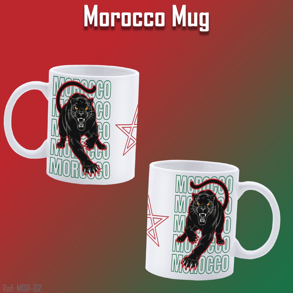 Morocco Personalized Mug with Logo and Text - Print mug with Morocco Black panther - Tea / Coffee mug - Personalized High Quality