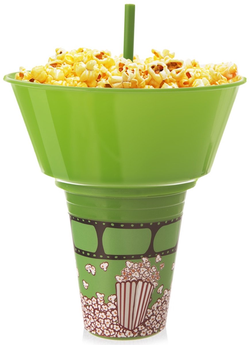 Orion - Kubek en Miska voor Popcorn - Groen - 500 ml - Innovatief Ontwerp