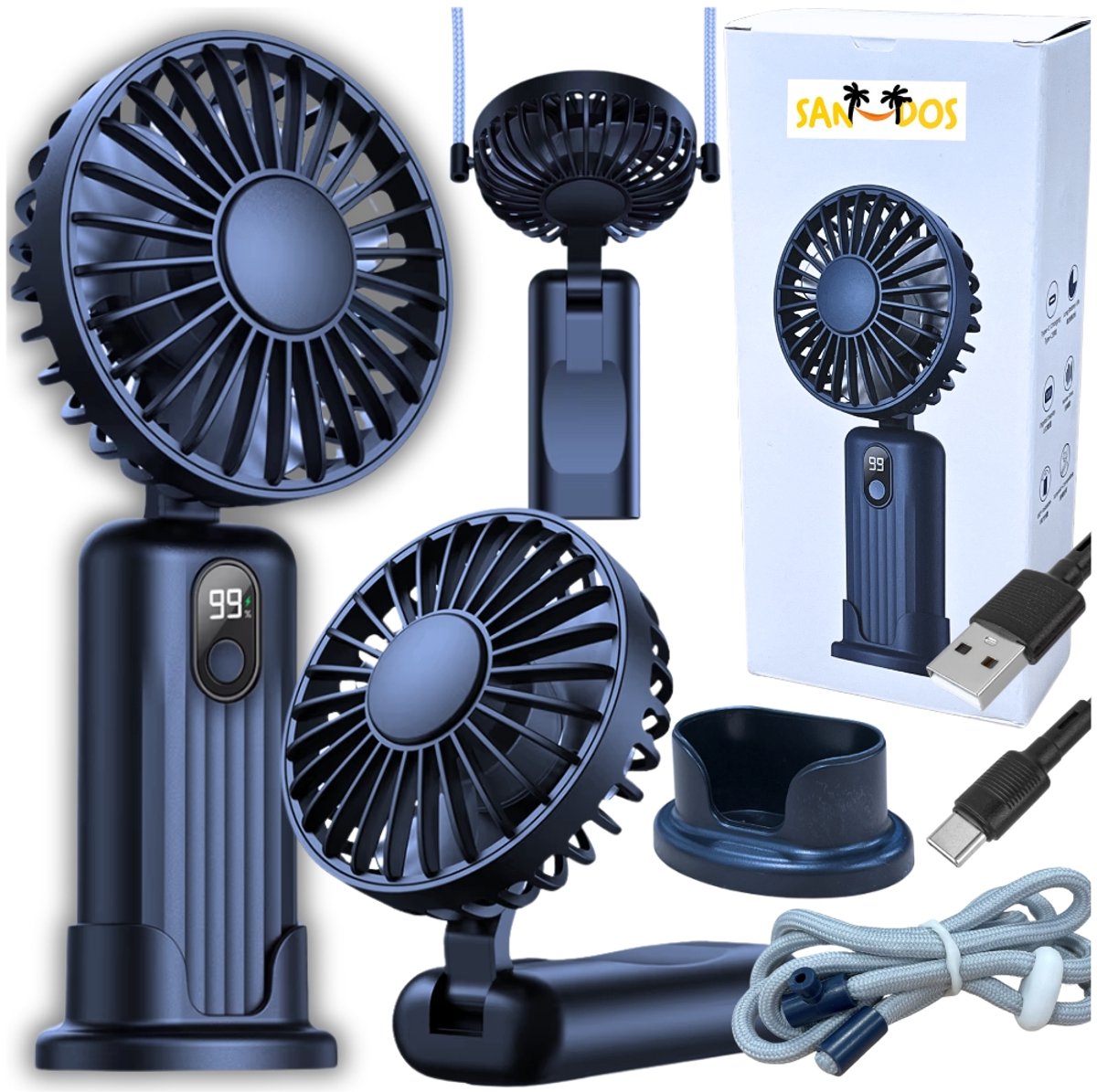 Sandos - Mini Ventilator - Handmatig - Draagbaar - USB