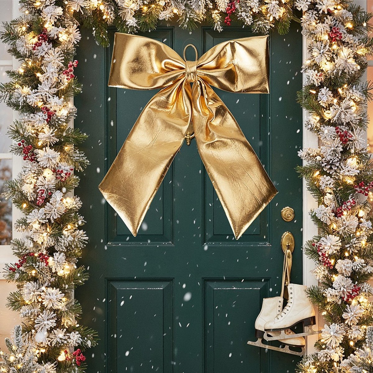 Kerstboom Lint Topper Boog, Handgemaakte Kerst Strikken Topper, Grote Kleurrijke Lint Boog Met Lange Streamers Kerstboom Decor