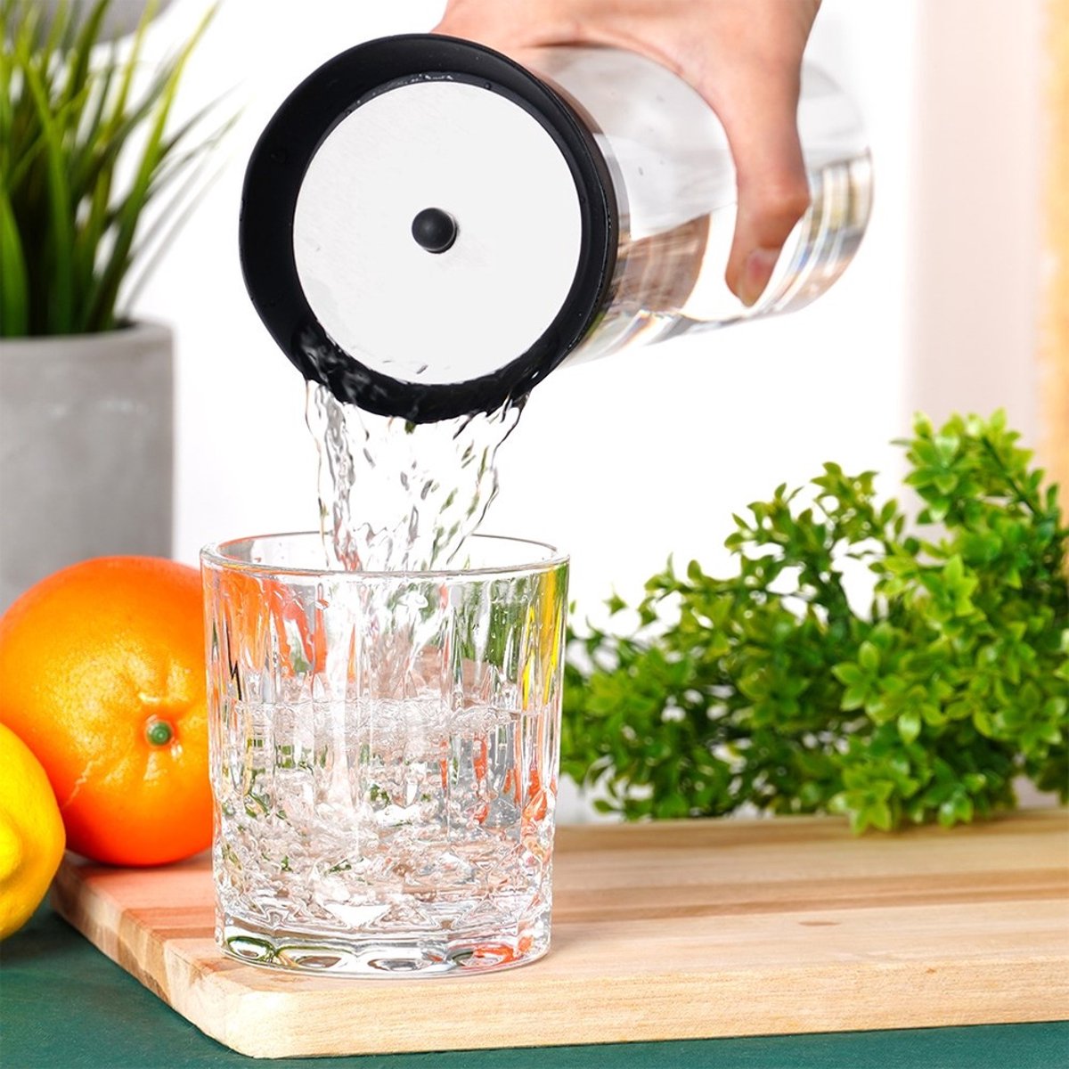 Excellent Houseware - Karaf - 1L - Borosilicaatglas - Roestvrijstalen Deksel — cadeau in Koken & Dineren - foto 6