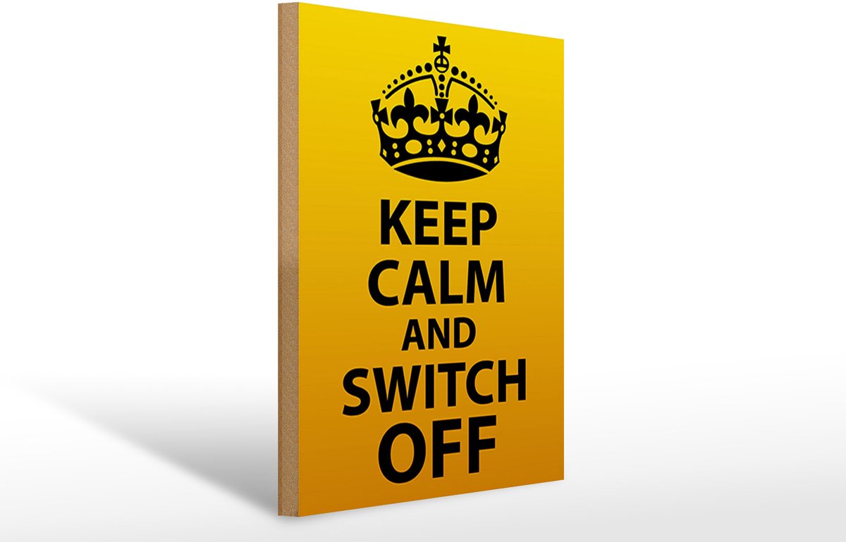 Holzschild Spruch 30x40cm Keep Calm and switch off