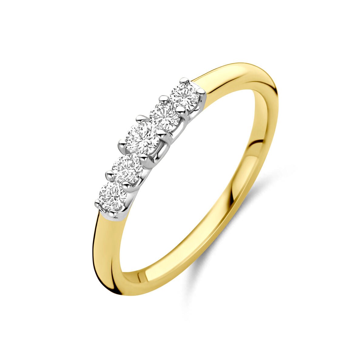 14K Bicolor Gouden Geel/Wit Ring Diamant 0.30Ct H Si 4209069