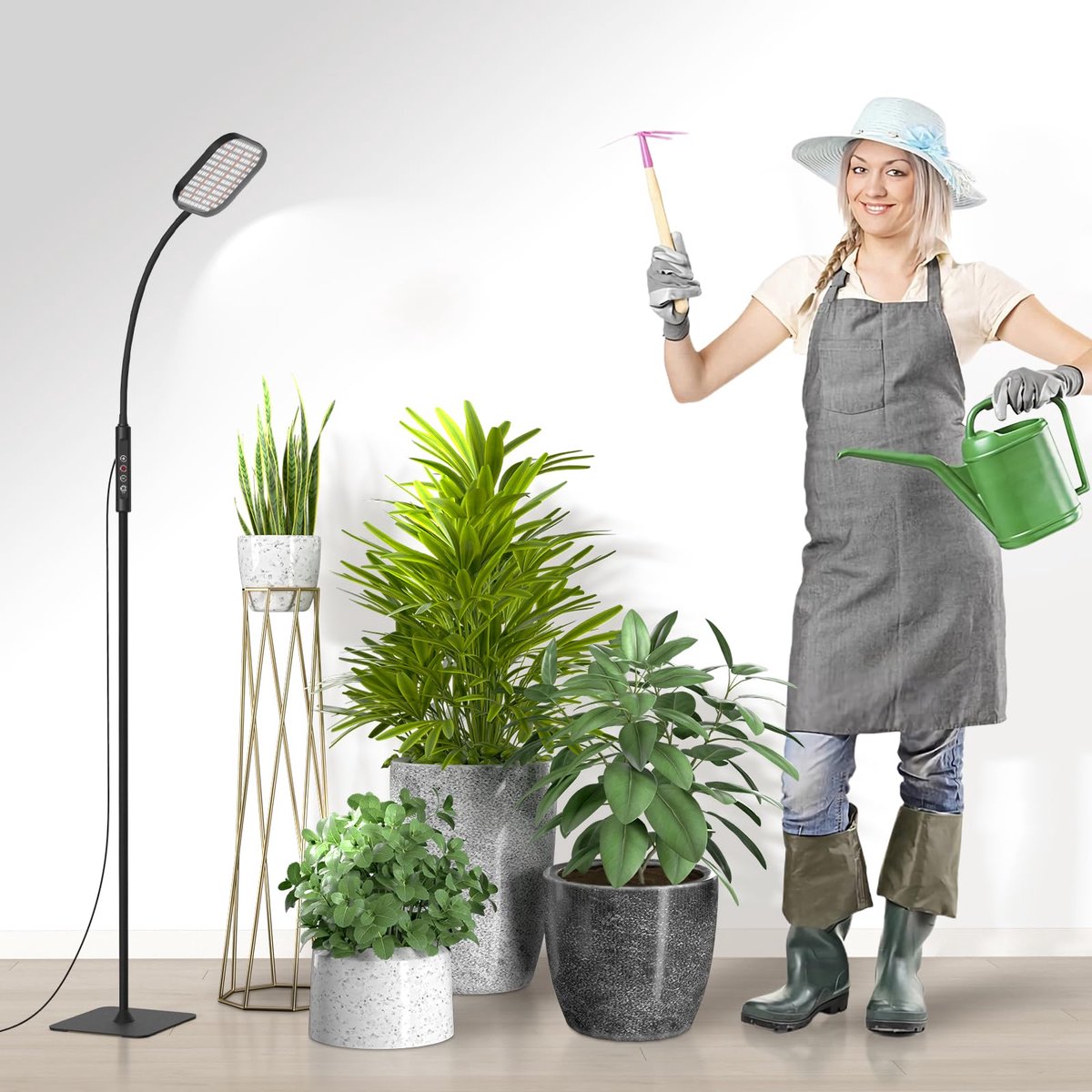 Ibenzoa® Instelbare LED Plantenlamp met Volledig Spectrum en Timer voor Binnenplanten