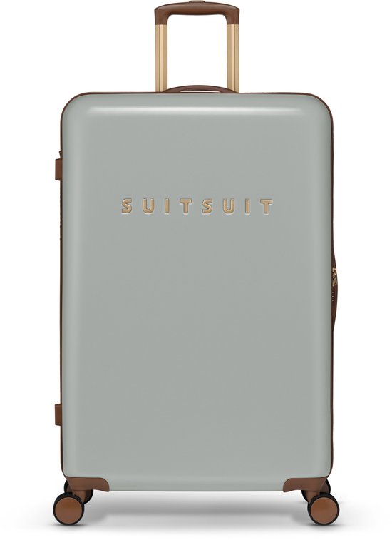SUITSUIT Reiskoffer 76x51x28 - Reiskoffer met wielen - Veilig TSA Cijferslot - Lichtgewicht koffer - Reiskoffer groot - 94L - Fab Seventies koffer Limestone - Grijs
