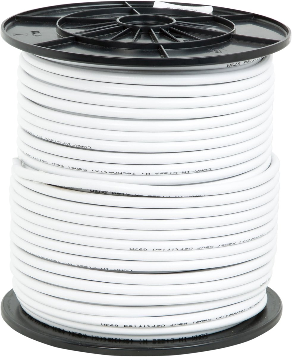 Coax kabel - prof - klasse A - 100 m. Ø7 mm² - wit