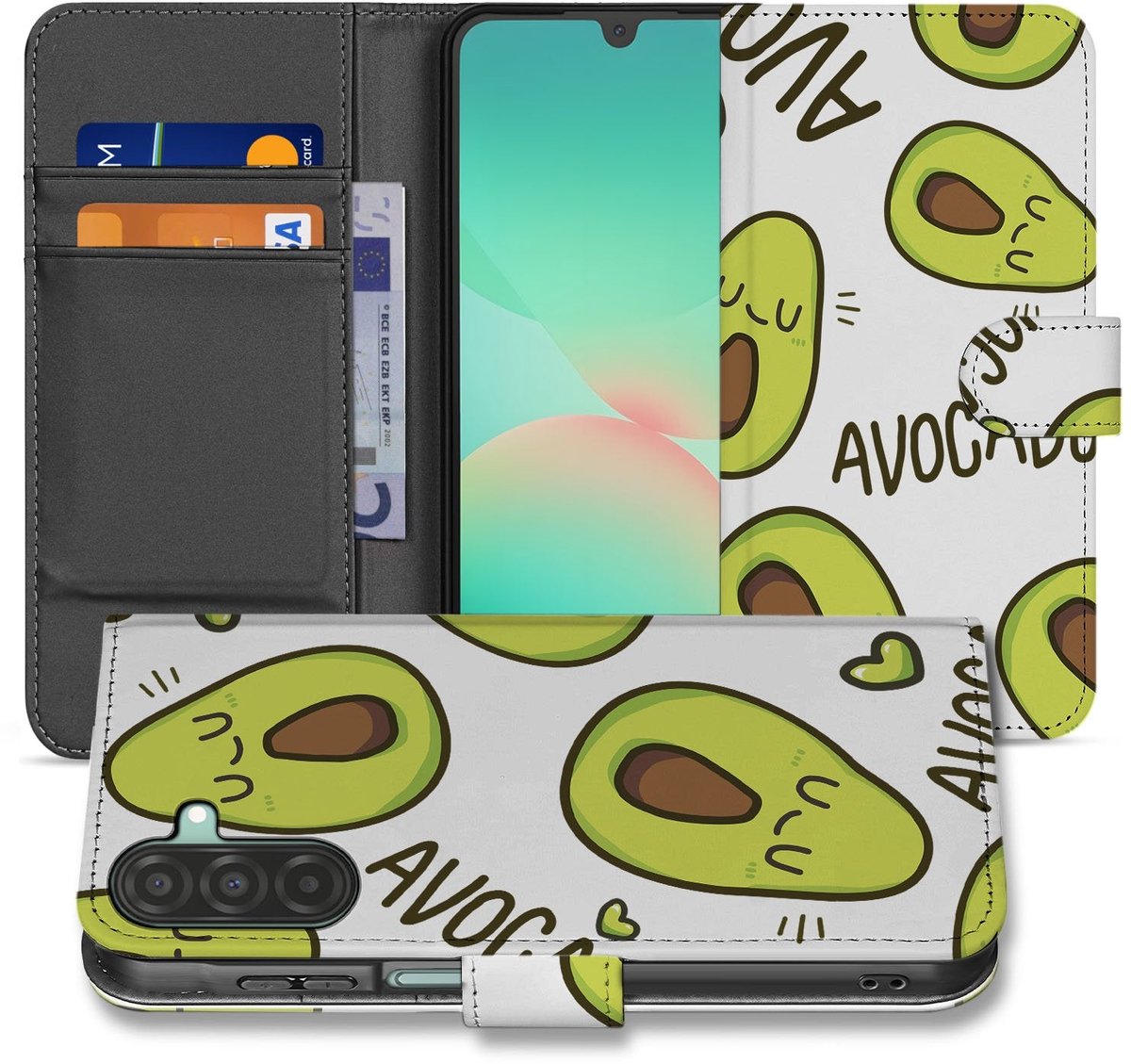 Samsung Galaxy A17 Avocado Hoesje Groen Met 3 Pasjes TPU