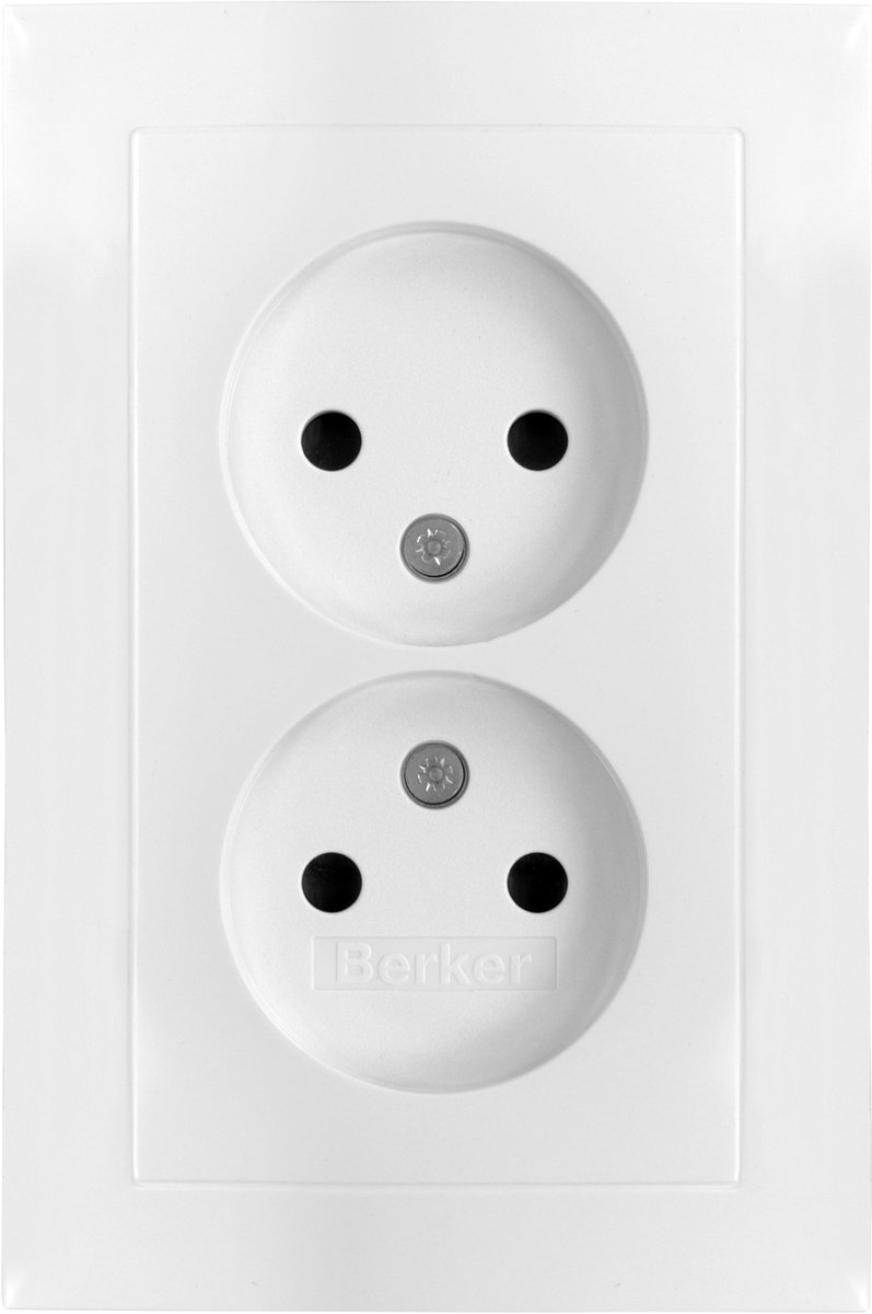 Berker S1 contactdoos inbouw - 2-voudig - polarwit