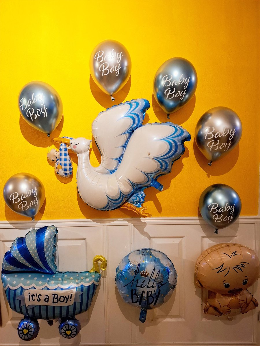 Folie ballonnen set Jongen - Geboorte/Babyshower - Geboorte - Babyshower - Gender reveal - Baby Jongen ballon - Kinderwagen ballon (Blauw) - ooievaar met baby ballon (Blauw) - "Its a boy" ballon - latex ballonnen