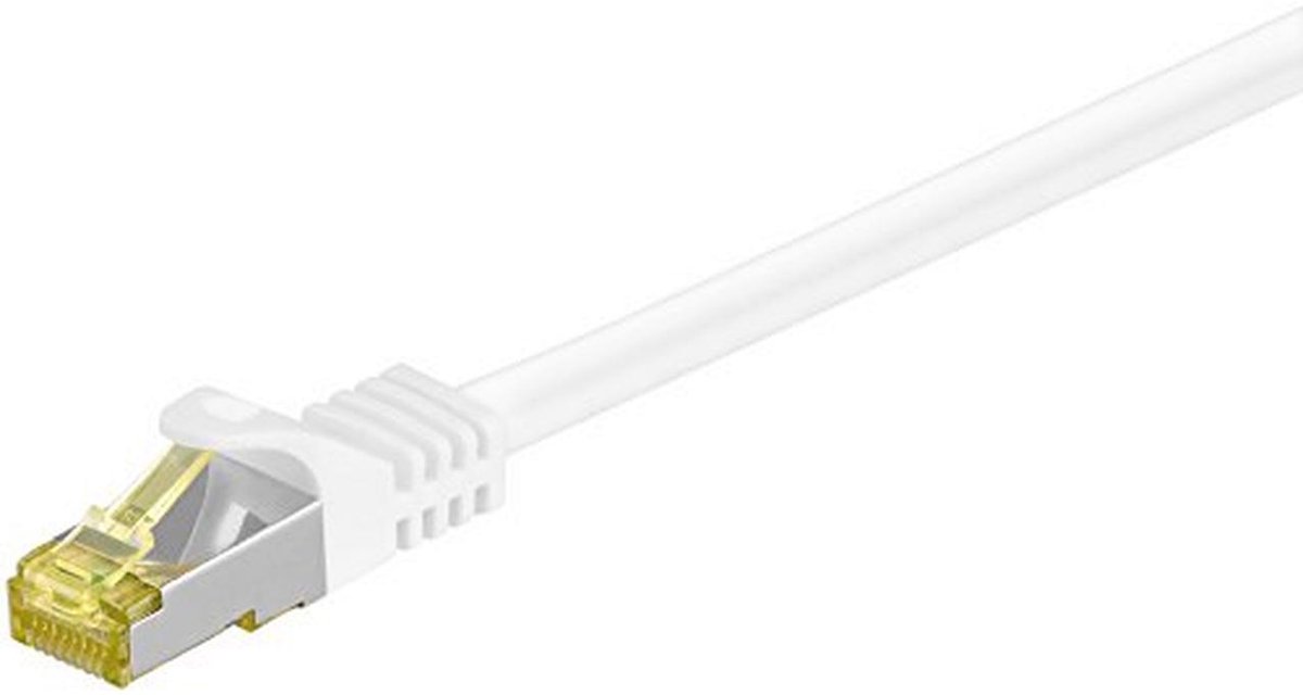 LAN-kabel 1 meter dubbel afgeschermd S-FTP CAT 7 - netwerkkabel met 10 Gigabit en RJ45-stekker - wit