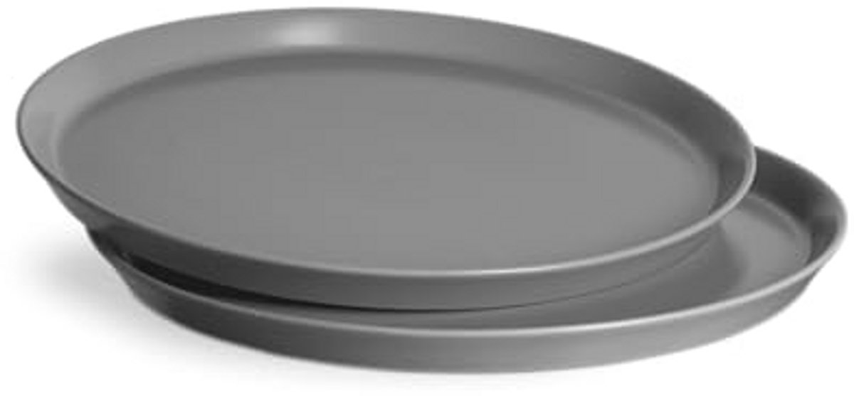 Set van 2 keramische borden Ø 27 cm - Antraciet, vaatwasmachine-, oven- en magnetronbestendig
