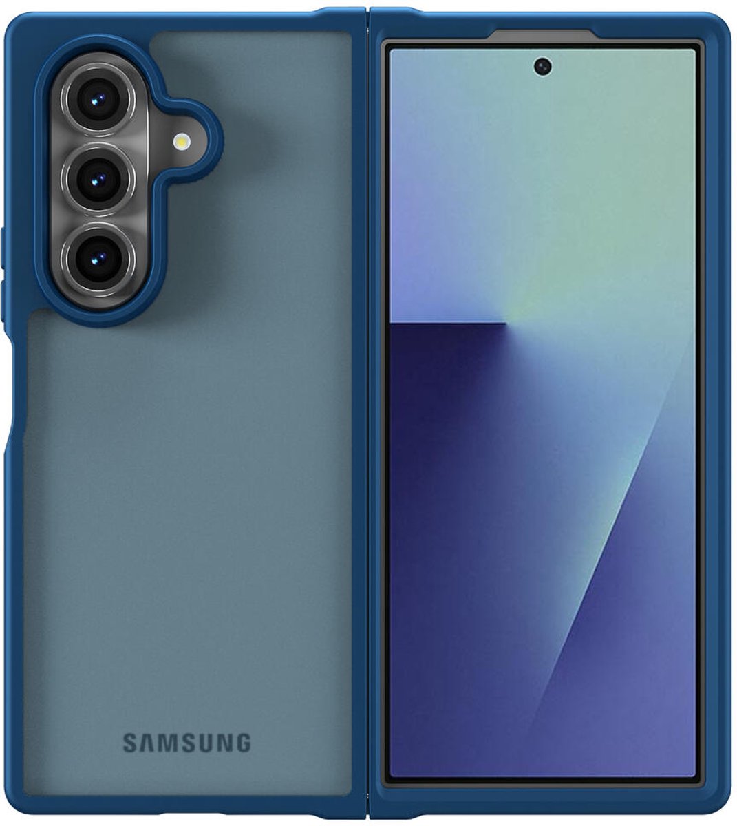 Hoesje Geschikt voor Samsung Galaxy Z Fold 7 - Matte Back Cover - Blauw
