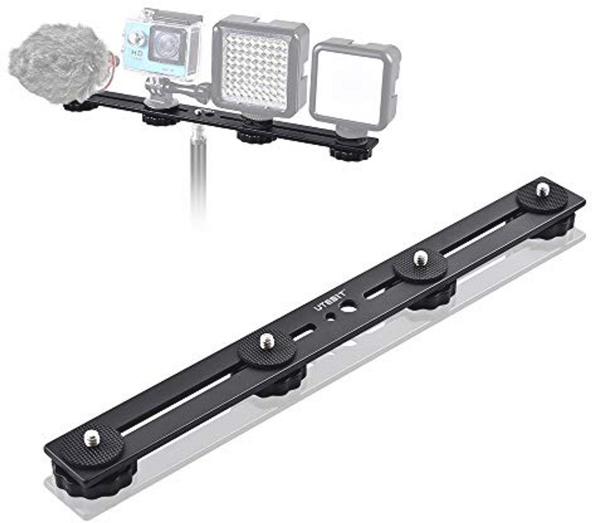 Dual Flash Bracket van 30 cm voor DSLR-camera en LED verlichting