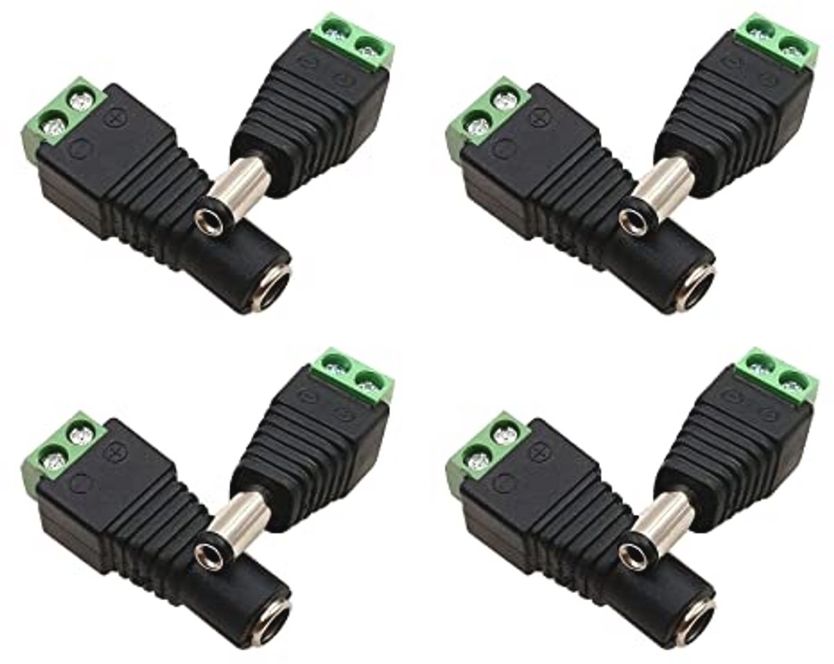 DC 5,5 mm x 2,1 mm pluggen set voor CCTV en LED-licht - Mannen en vrouwen adapters