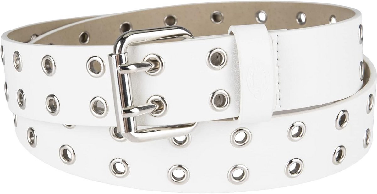 Dames Leren Riem Wit met Metalen Oogjes - Breedte 3-4 cm - Maat XL