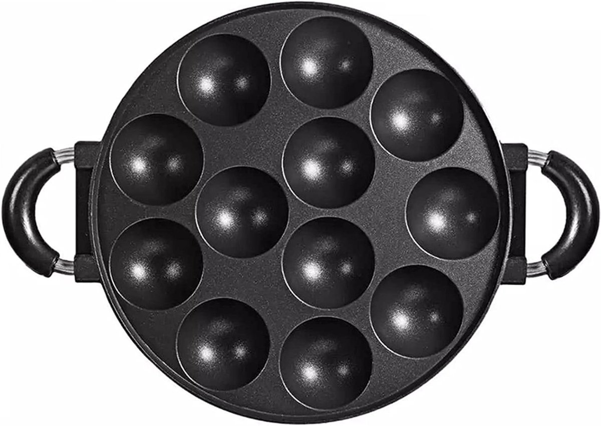 Allecta - Takoyaki-plaat met antiaanbaklaag en octopusvormige uitsparingen, gemaakt van gietijzer en aluminiumlegering - Accessoires voor thuis koken met 15 openingen