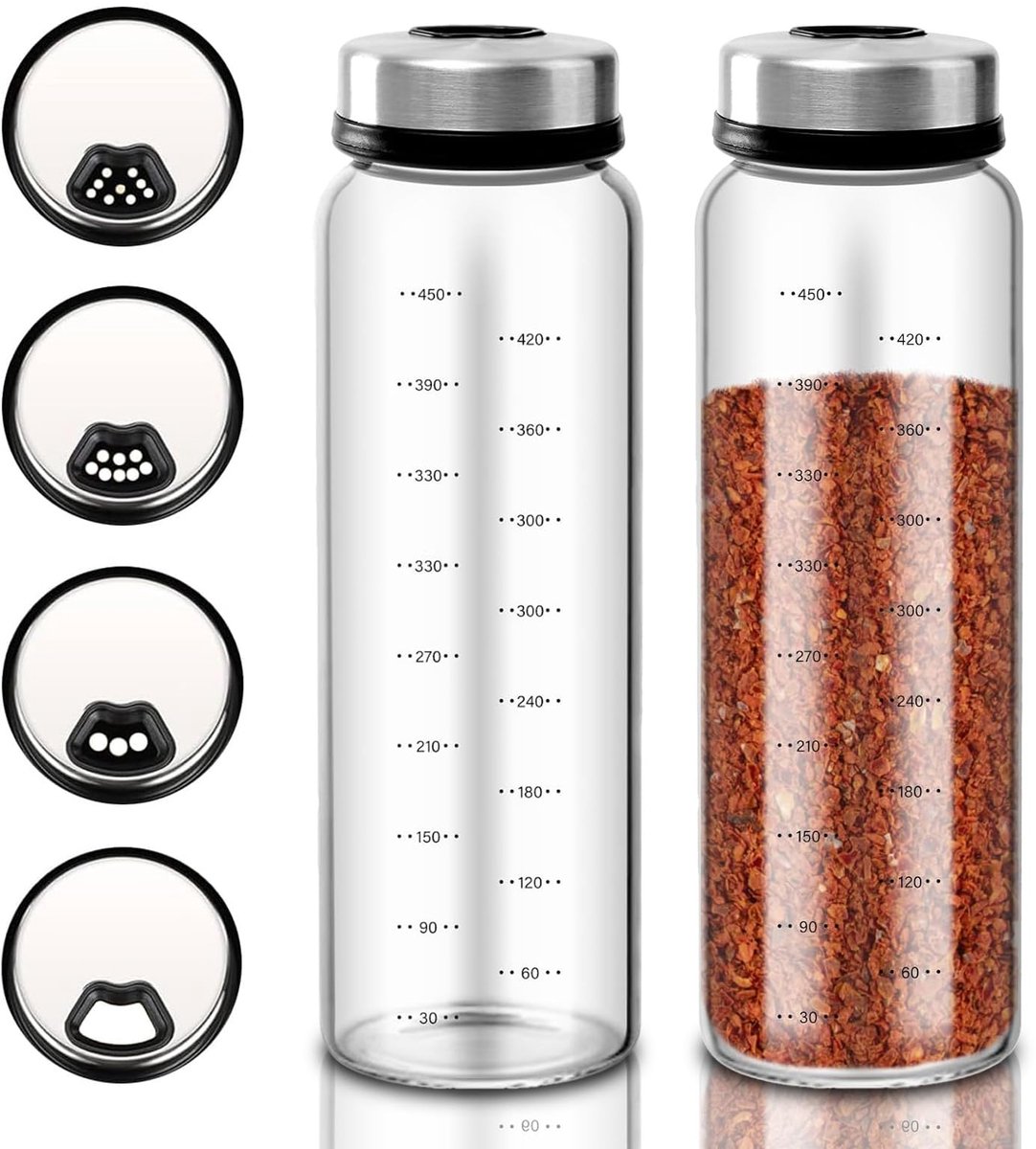 IMPERATORIS® Mini Zoutvaatjes Set – Elegant en Praktisch – Zoutvaatjes van Glas en Roestvrij Staal – Geschikt voor Keuken en Tafel – Set van 2 - 500 ml