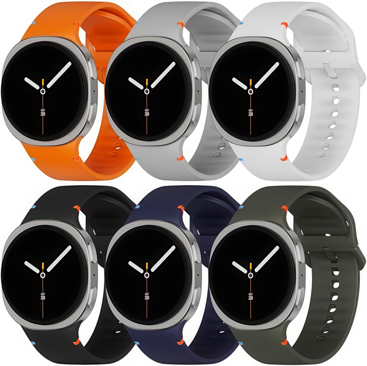 YONO Bandjes geschikt voor Samsung Galaxy Watch 8 - 40/44mm - Classic - Siliconen - 6-Pack - M/L