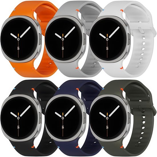 YONO 6-Pack siliconen horlogebandjes voor Samsung Galaxy Watch 8 40/44mm, flexibel, waterbestendig, lichtgewicht