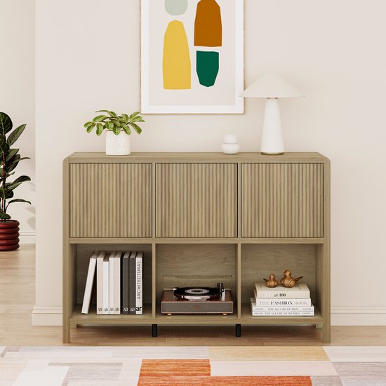 Dressoir Lukkodso rustiek eiken 110x30x77 cm [en.casa]
