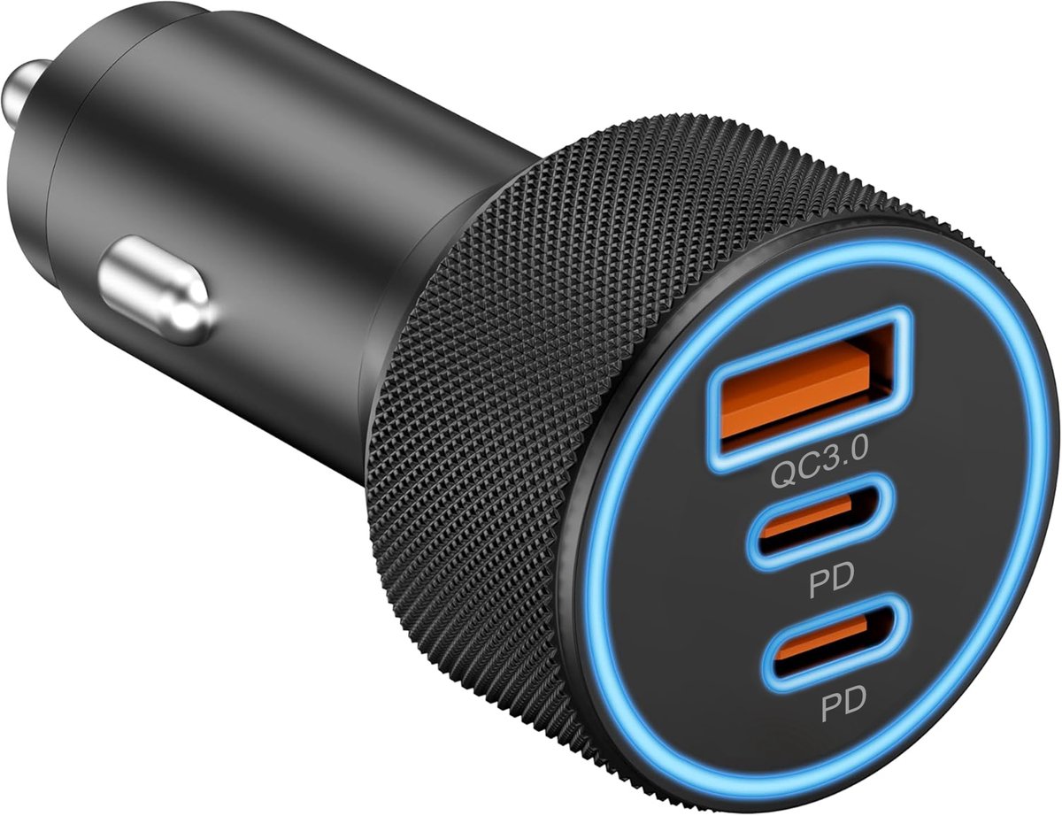 YONO Autolader met 2 USB-C Poorten - 1 USB-A Poort - 67W - Type C/A - Auto Snellader - Oplader Sigarettenaansteker - 3 Poorten