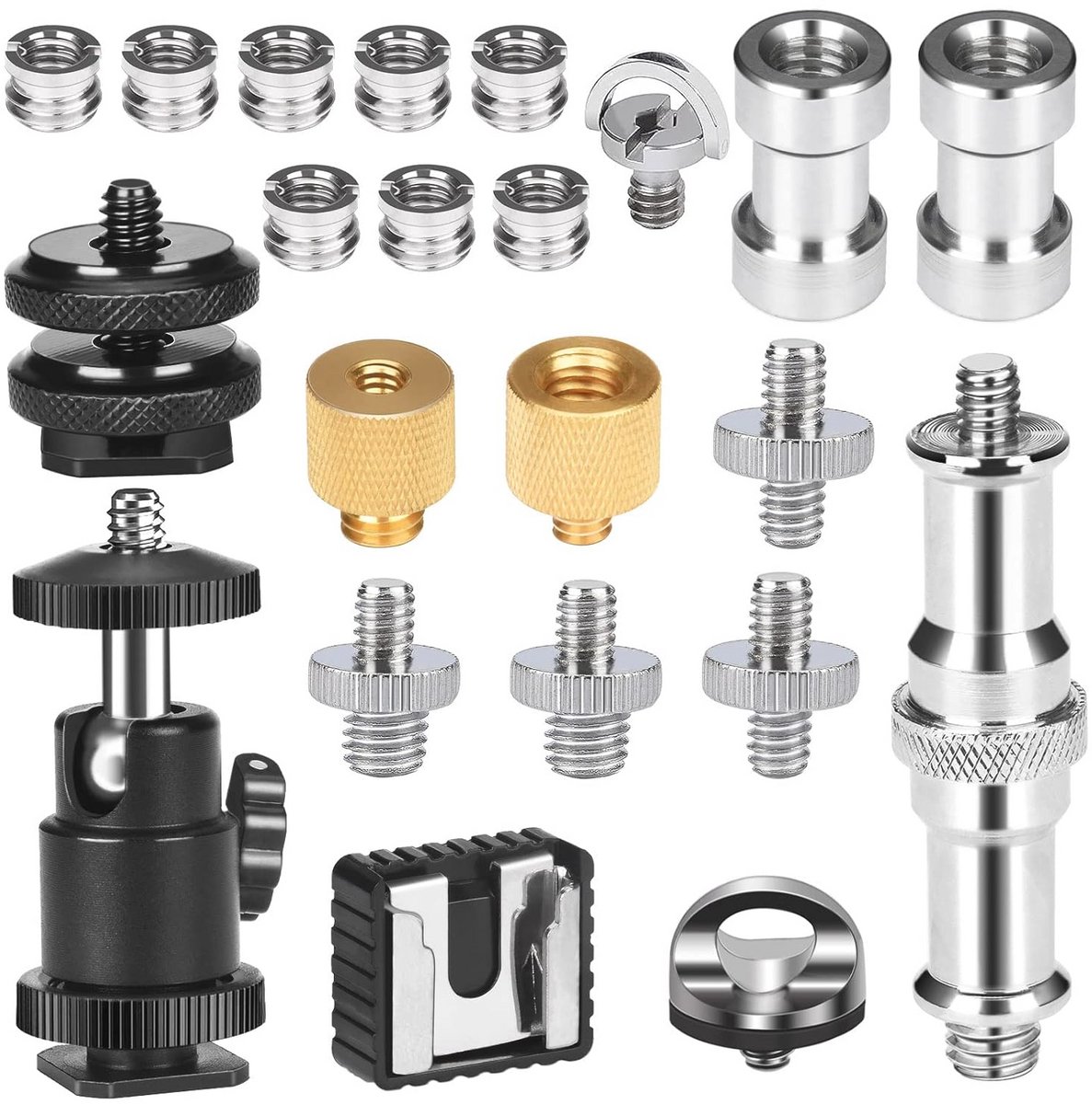 22-delige camera schroefadapter set 1/4 naar 3/8 inch voor statieven en monopods