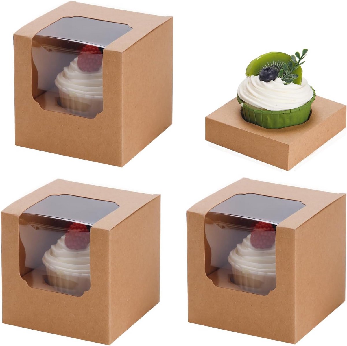 50 Stuks Voorgemonteerde Cupcake Doosjes met Inzetstukken voor Feestdecoratie