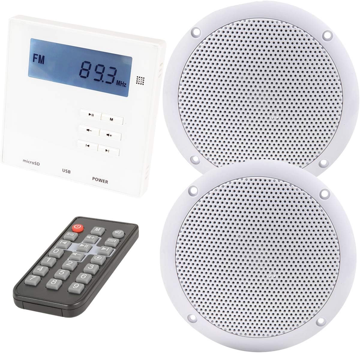 Draadloze Wandversterker met Vochtbestendige Plafondluidsprekers - HiFi Audio Systeem voor Keuken
