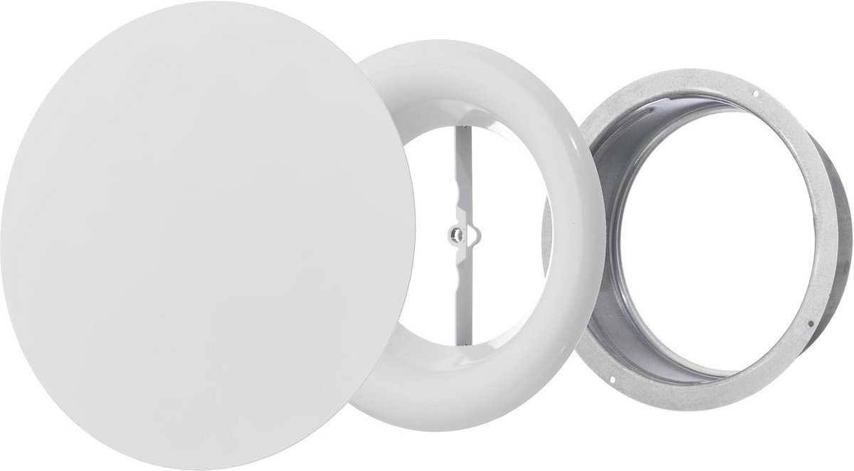 Rond Wit Diffusor Ventiel - 125mm Verstelbaar Luchtventiel voor Wand en Plafond - Ventilatierooster voor Badkamer, Keuken en Garage