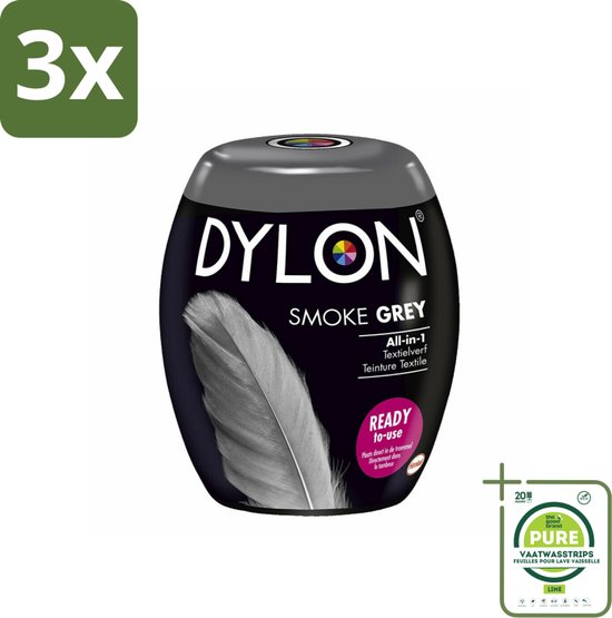 3 x DYLON – Textielverf Pods – Smoke Grey – 350 g - Grootverpakking - Textielverf - Wasmachine - Kleurstof - Katoen - Linnen