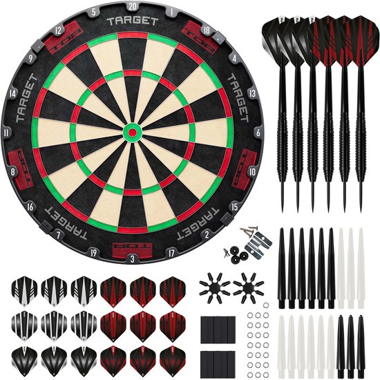 Target TOR Dartbord + 2 Sets KOTO Steeldarts + 90 Pieces - Dartset