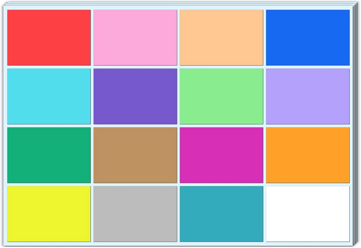 Gekleurde Stickers Labels - 400 Zelfklevende Etiketten Plaklabels - 75 x 50 mm - 16 Kleuren