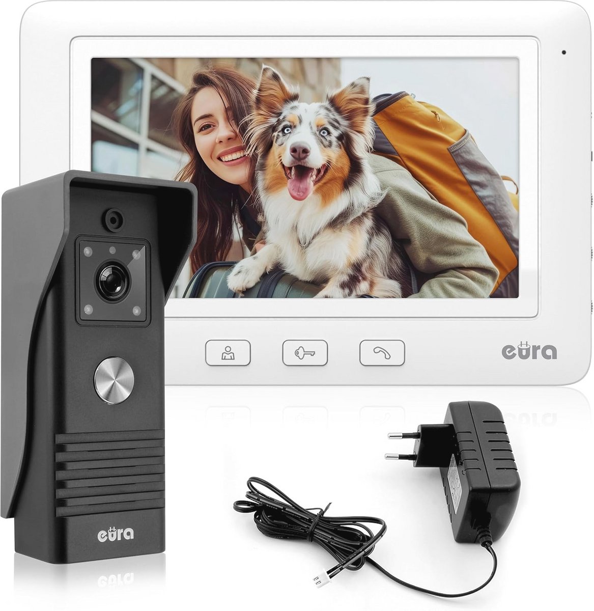 Video-deurintercom met 7-inch kleurenmonitor en 4-draads systeem