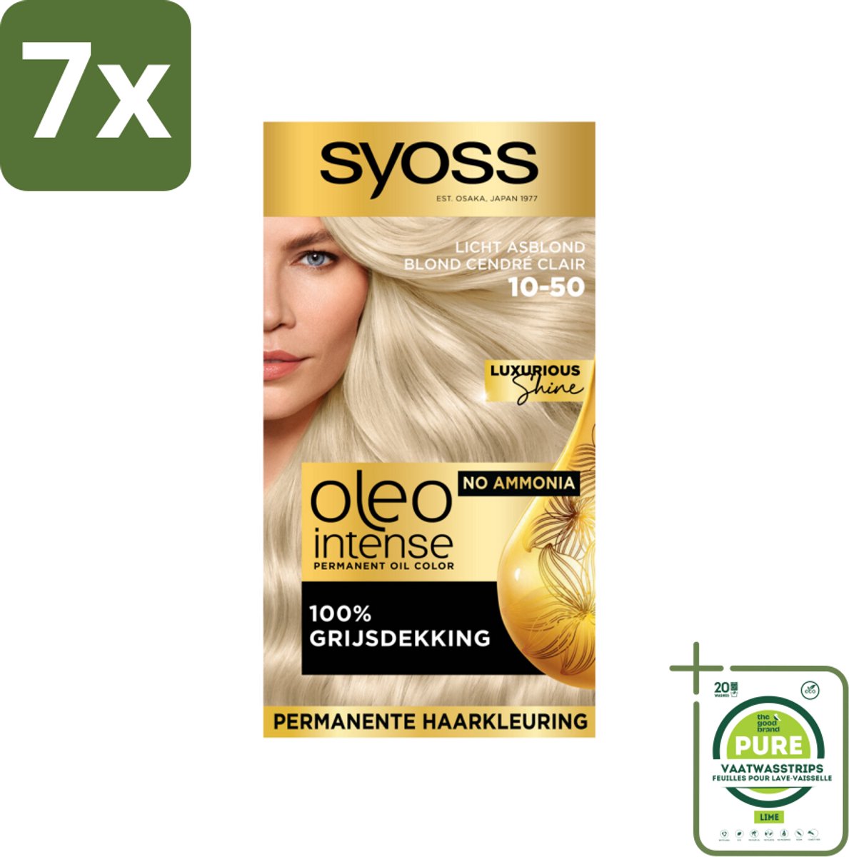 Syoss Oleo Intense - Haarverf - 10-50 - Licht Asblond - 115ml x 7