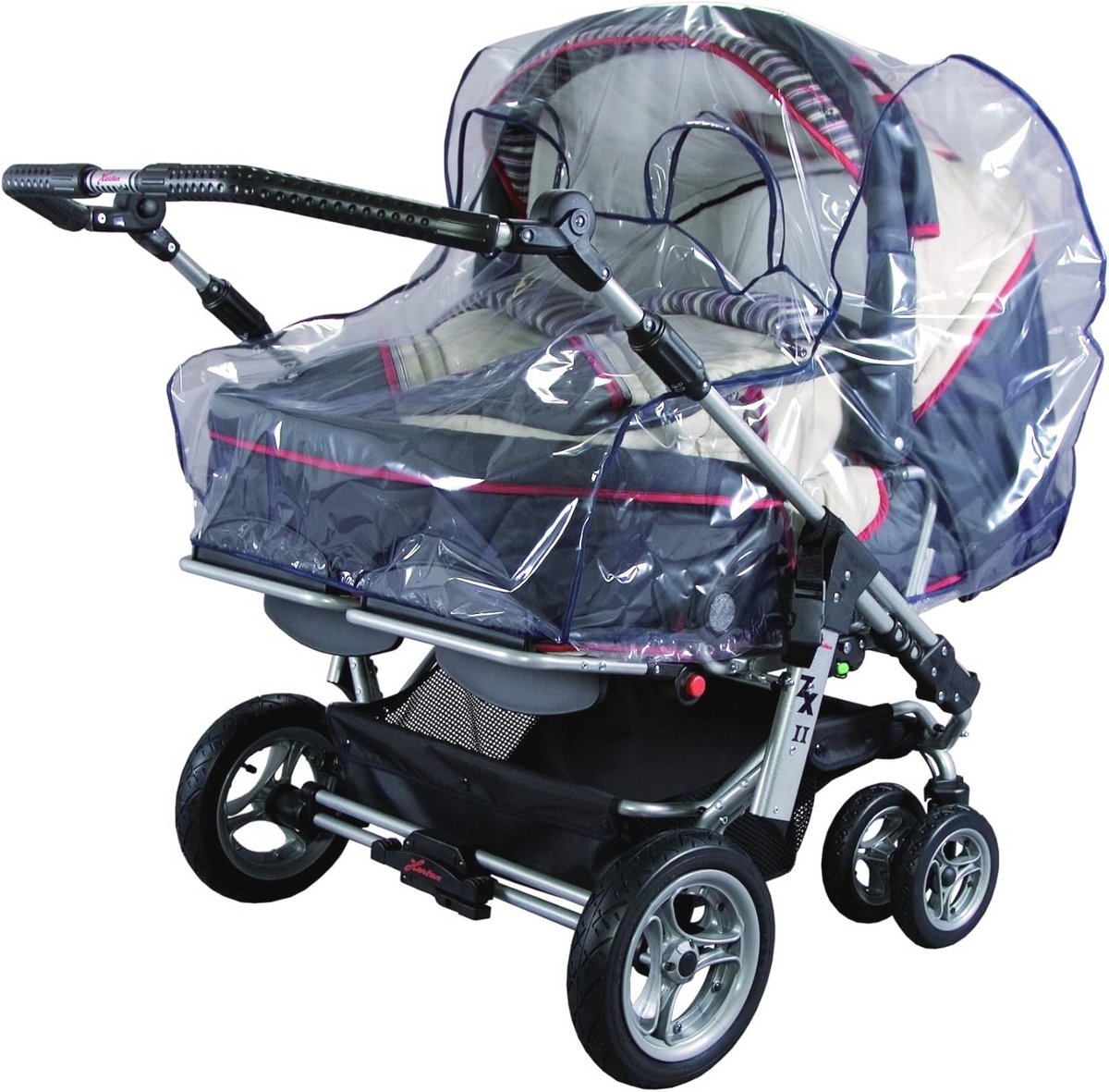 sunnybaby 10098 - Universal rain cover, rain cover for Zwillings prams | two contact windows for optimal air circulation. Quality: Made in Germany