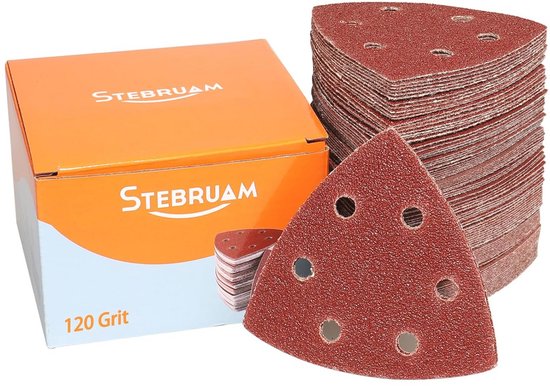 Driehoekig schuurpapier, 65 stuks klittenband, 120 korrelgroottes voor